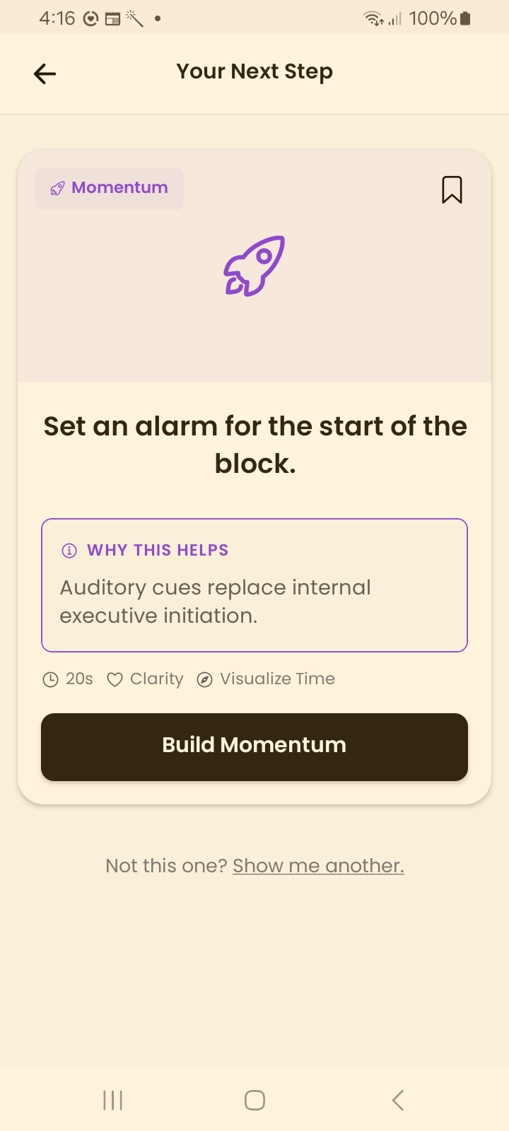 Momentum action card